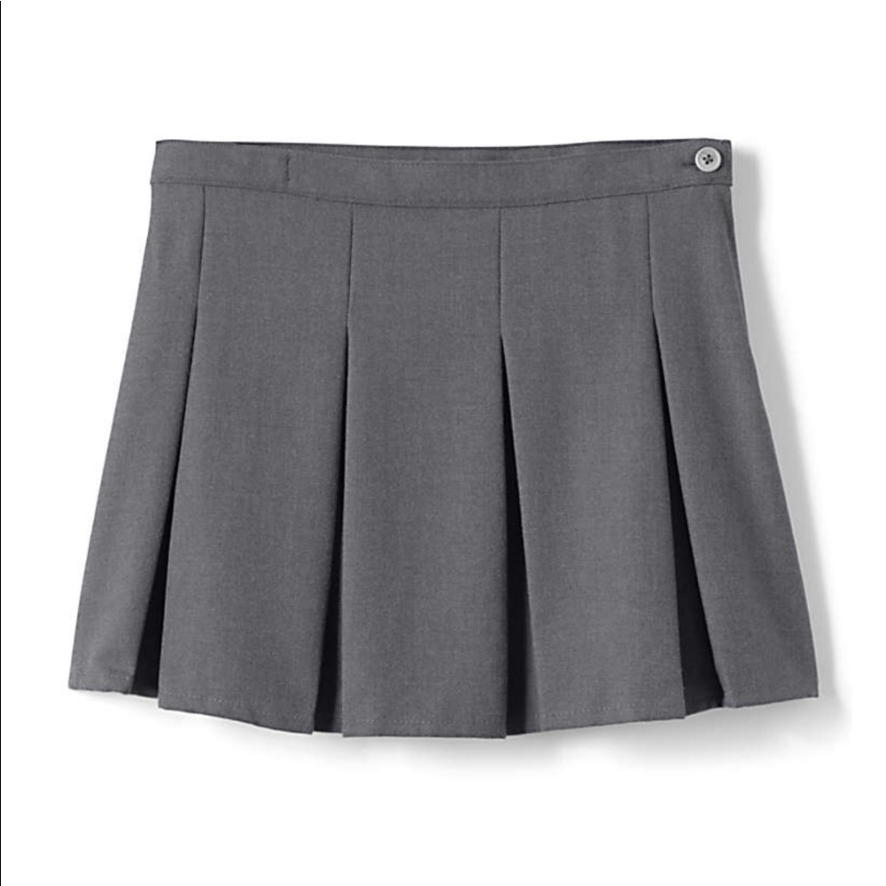 Lands' End Pleated Schoolgirl Skort in Charcoal Gray